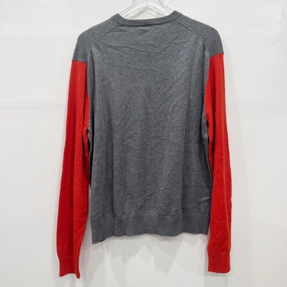 Michael Kors Chevron Cotton Fine Knit Sweater Large Gray